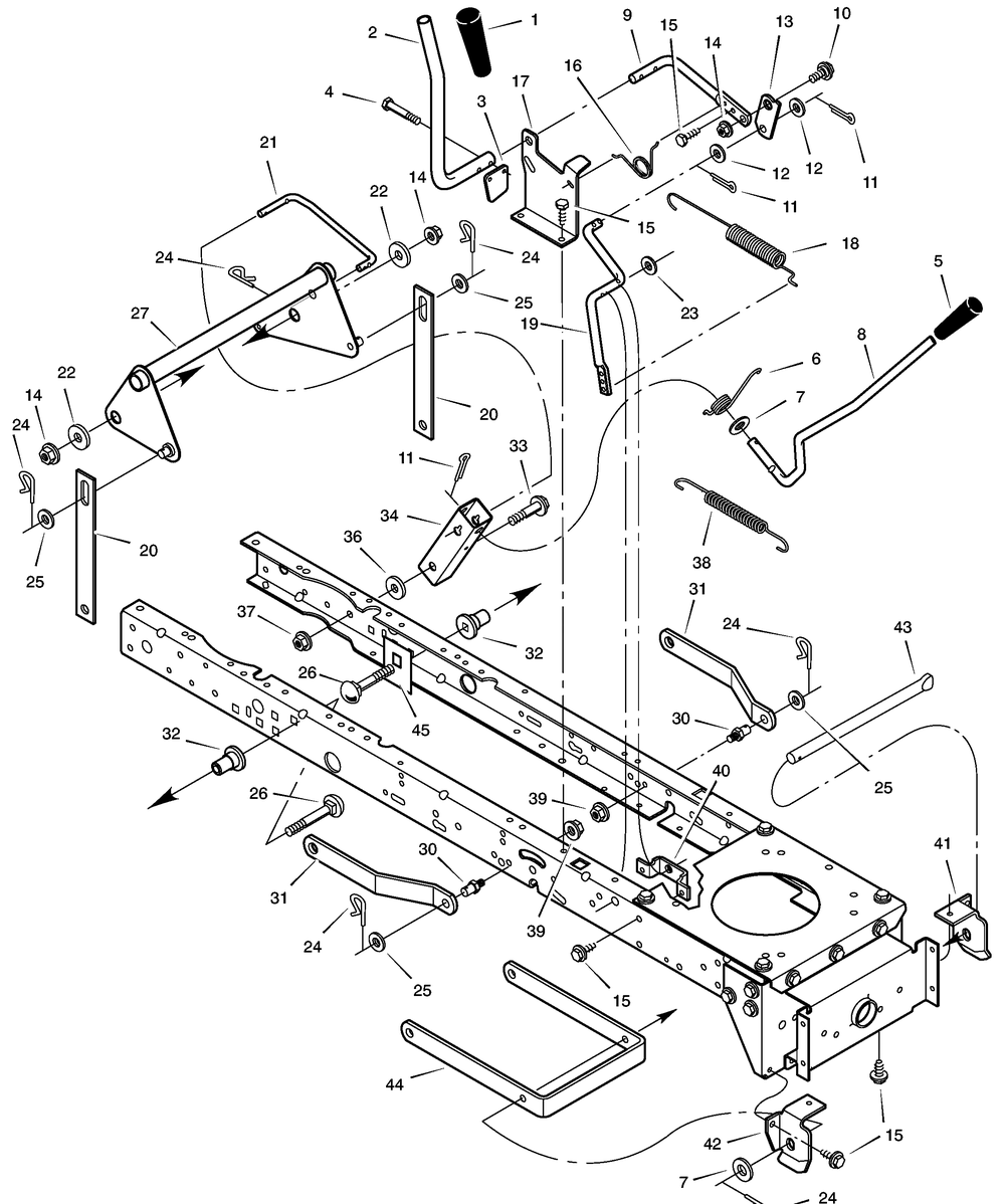 Mower Housing Suspension Diagram and Parts List for 405005X99A 2003 Briggs and Stratton Lawn Tractor